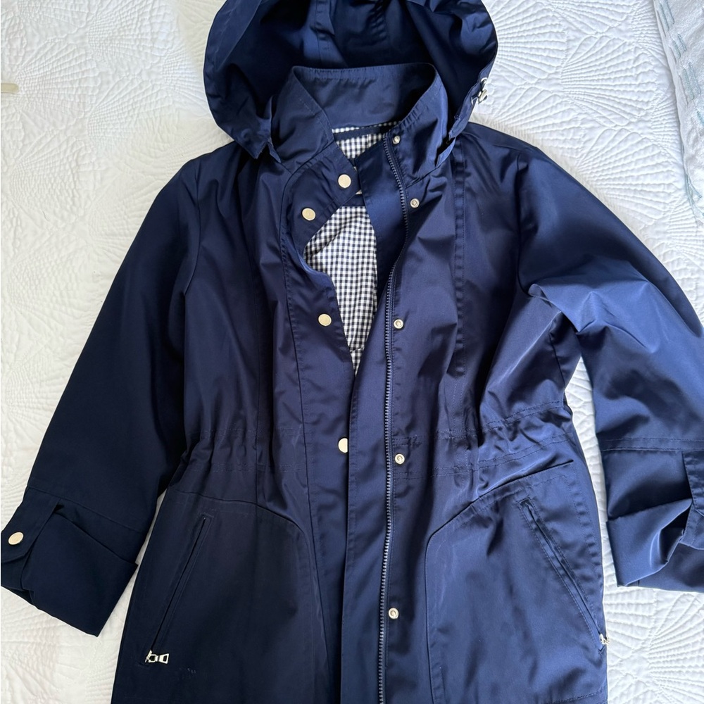 Navy Hooded Raincoat